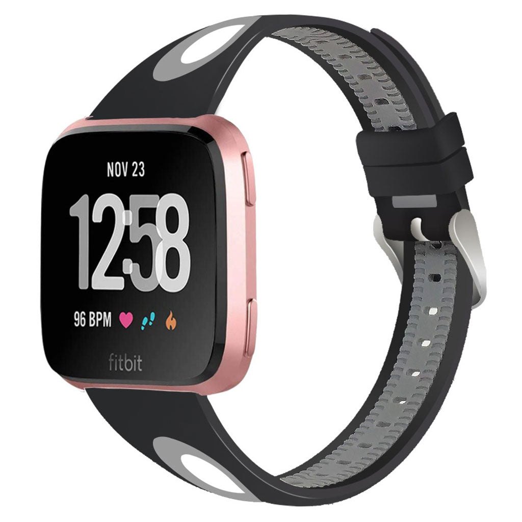 Vildt slidstærk Fitbit Versa Silikone Rem - Sort#serie_2