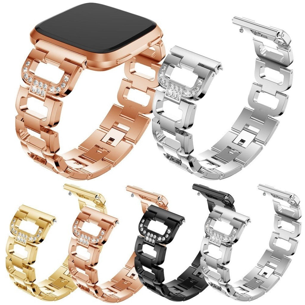 Fint Fitbit Versa Metal og Rhinsten Rem - Guld#serie_1