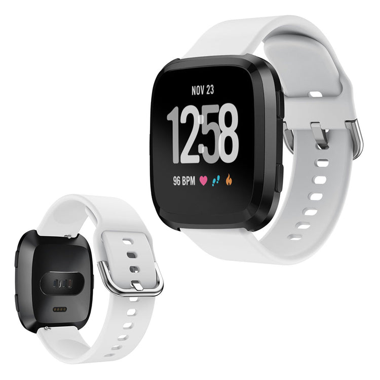 Vildt slidstærk Fitbit Versa Silikone Rem - Hvid#serie_2