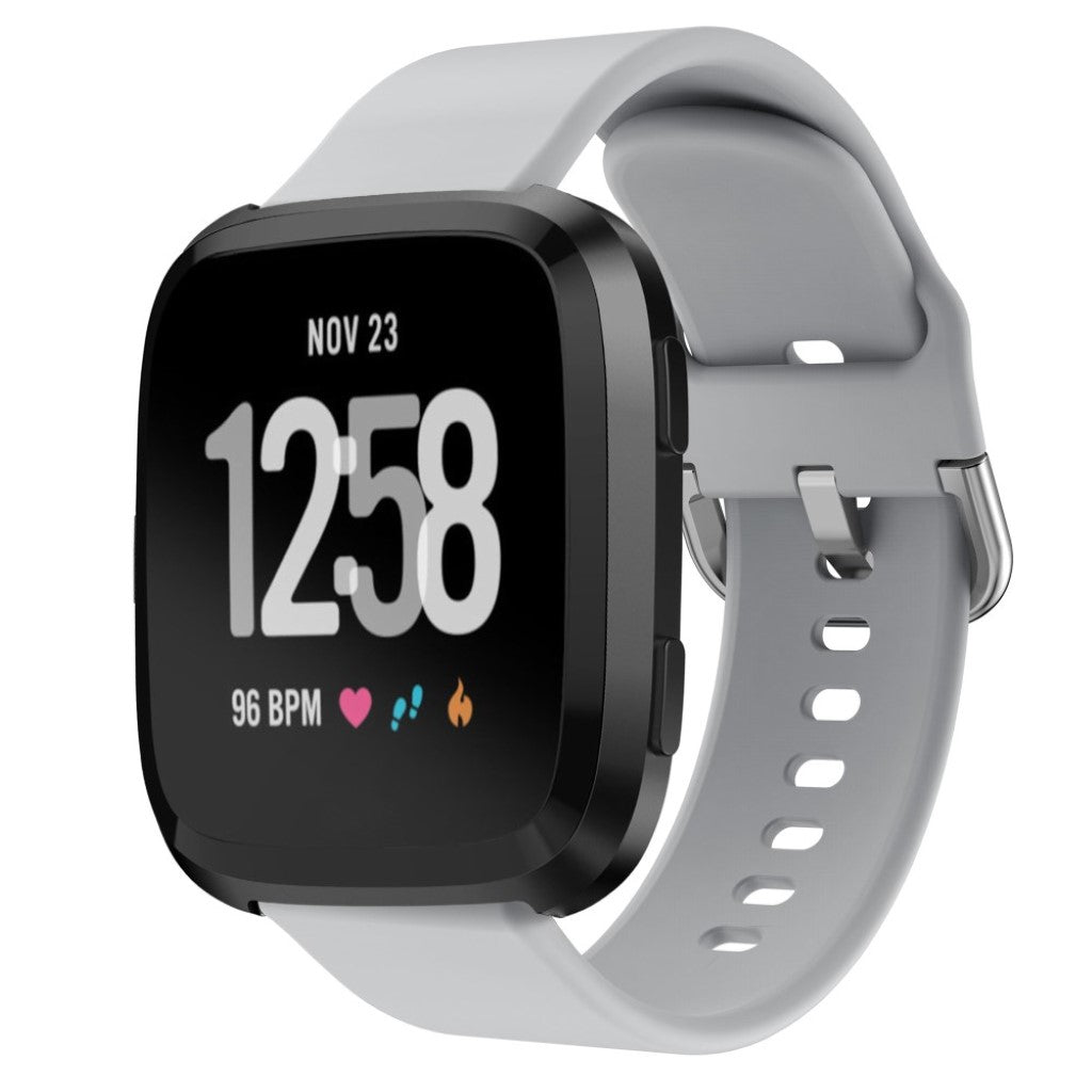 Vildt slidstærk Fitbit Versa Silikone Rem - Sølv#serie_3