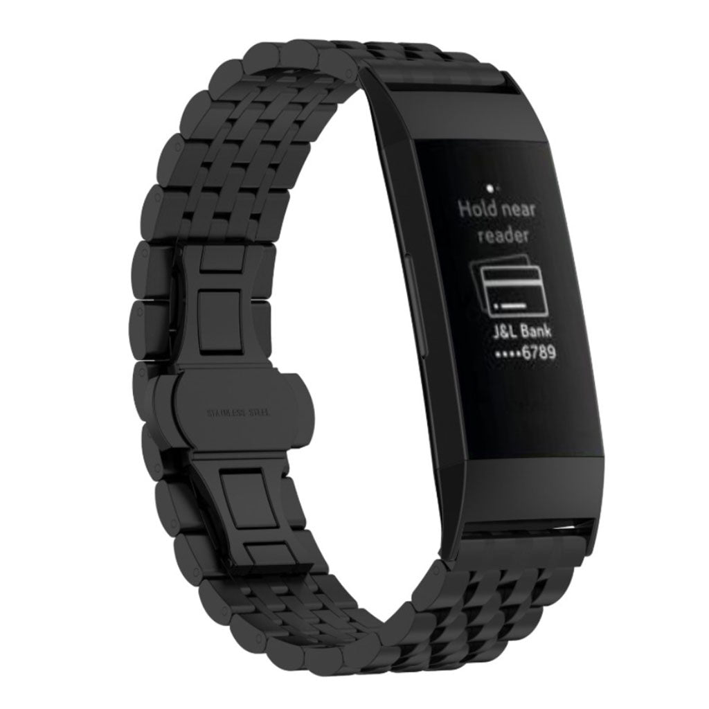 Godt Fitbit Charge 3 Metal Rem - Sort#serie_4