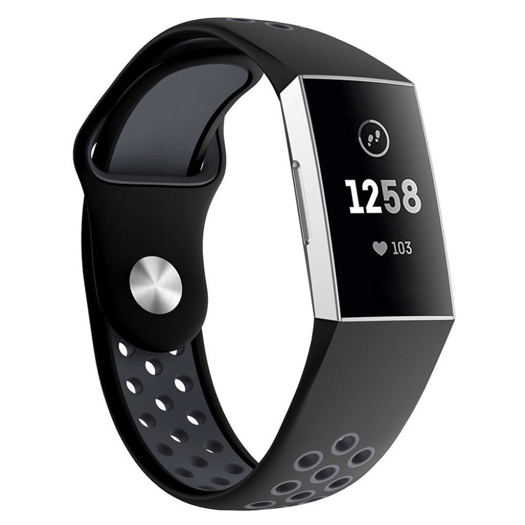 Mega flot Fitbit Charge 3 Silikone Rem - Størrelse: L - Sort#serie_2