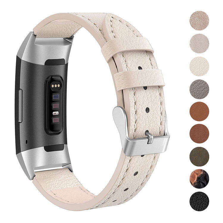 Meget godt Fitbit Charge 3 Ægte læder Rem - Beige#serie_2