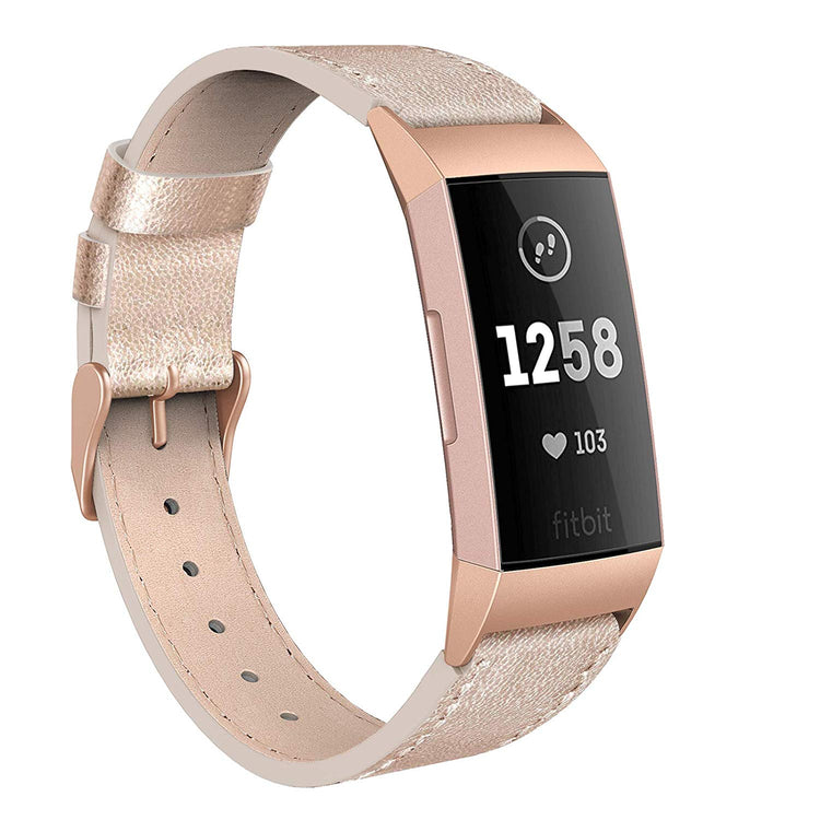 Meget godt Fitbit Charge 3 Ægte læder Rem - Pink#serie_8