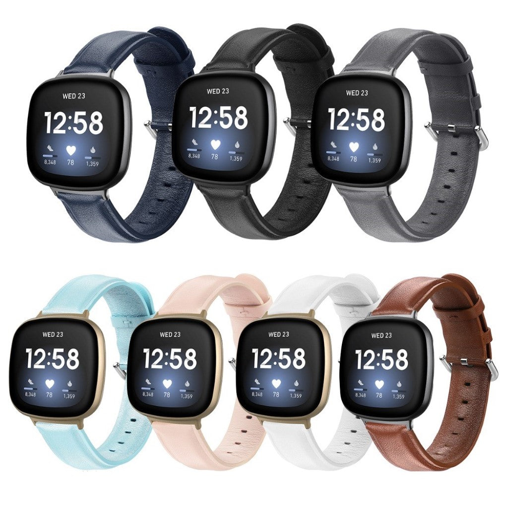 Eminent Fitbit Versa 3 / Fitbit Sense Ægte læder Rem - Hvid#serie_2