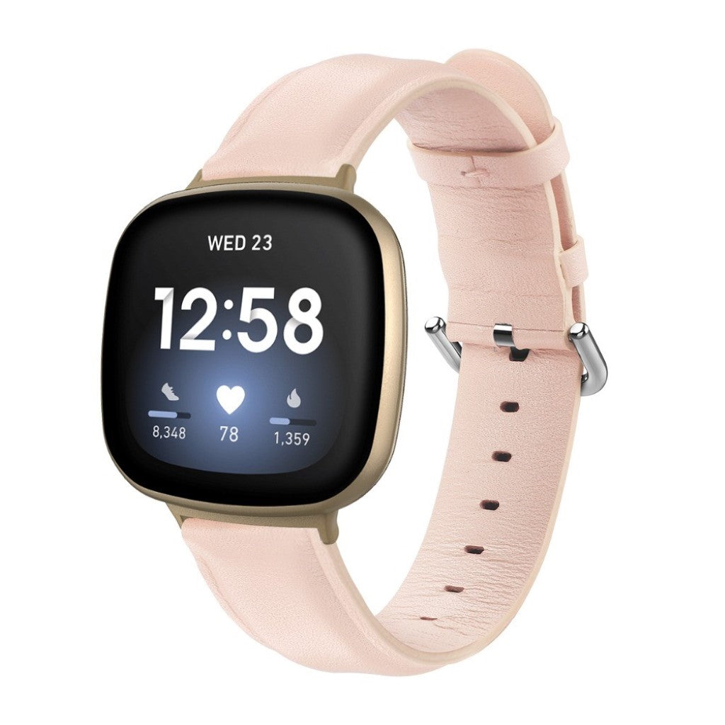 Eminent Fitbit Versa 3 / Fitbit Sense Ægte læder Rem - Pink#serie_4