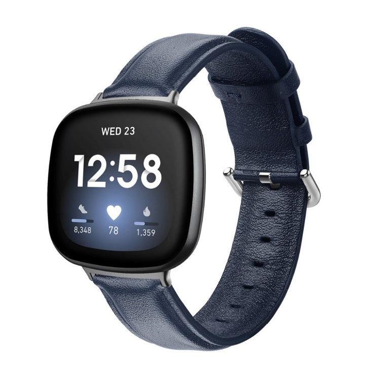 Eminent Fitbit Versa 3 / Fitbit Sense Ægte læder Rem - Blå#serie_7