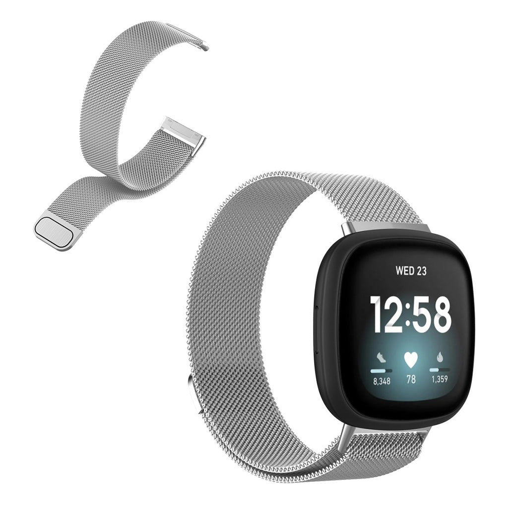 Mega komfortabel Fitbit Versa 3 / Fitbit Sense Metal Rem - Sølv#serie_012