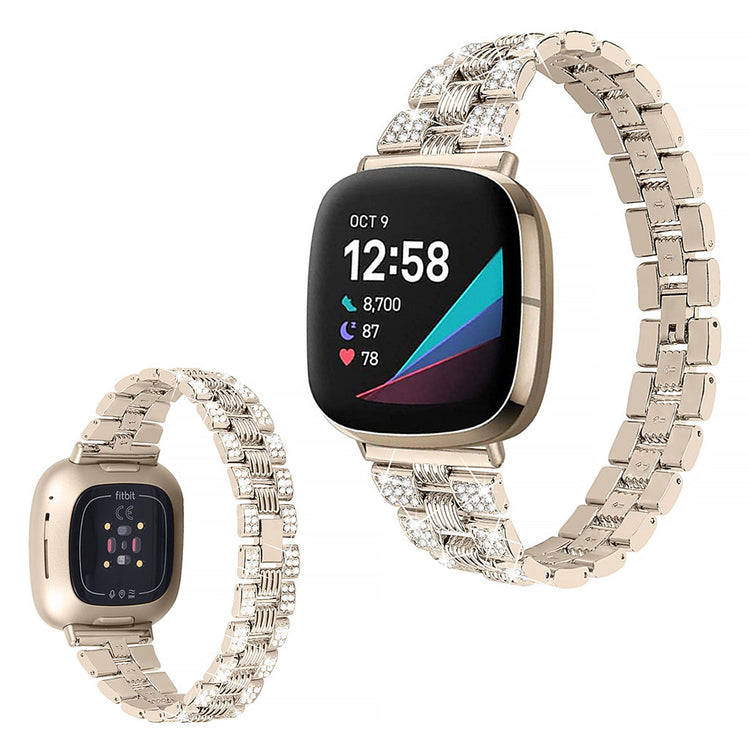 Godt Fitbit Versa 3 / Fitbit Sense Metal og Rhinsten Rem - Guld#serie_5