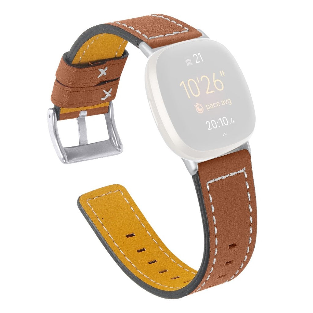 Stilfuld Fitbit Versa 3 / Fitbit Sense Ægte læder Rem - Brun#serie_6