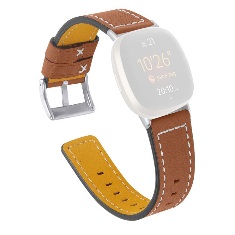 Stilfuld Fitbit Versa 3 / Fitbit Sense Ægte læder Rem - Brun#serie_6