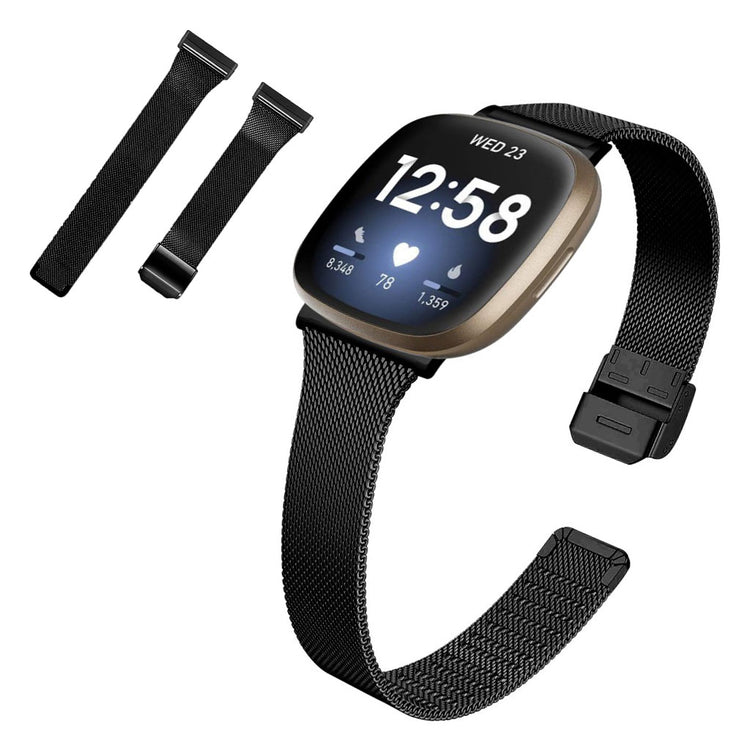 Meget holdbart Fitbit Versa 3 / Fitbit Sense Metal Rem - Sort#serie_1