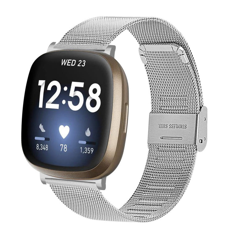 Mega kønt Fitbit Versa 3 / Fitbit Sense Metal Rem - Sølv#serie_034