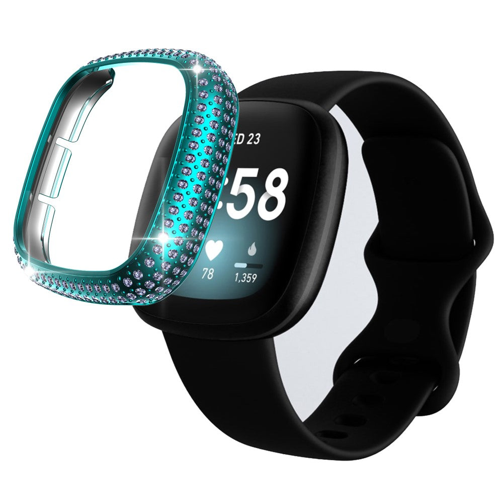 Fitbit Versa 3  Plastik og Rhinsten Bumper  - Grøn#serie_1