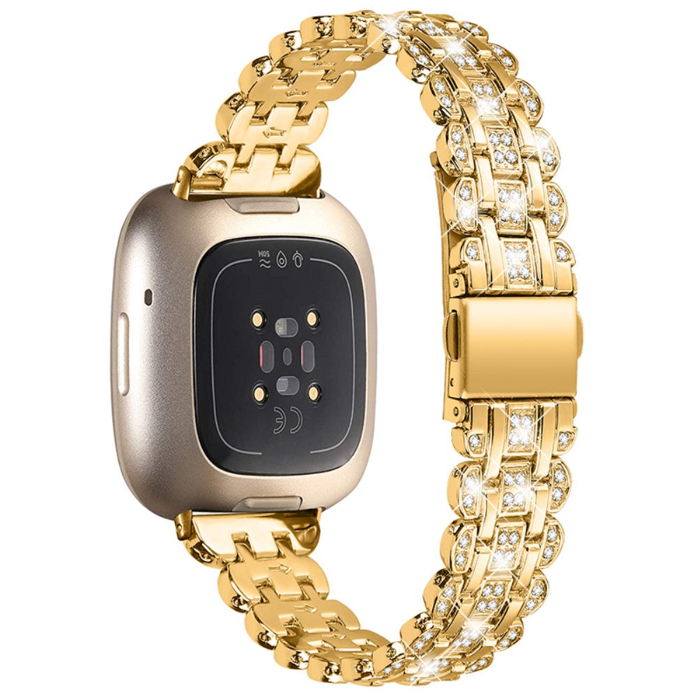 Mega fint Fitbit Versa 3 Metal og  Rhinsten Urrem - Guld#serie_3