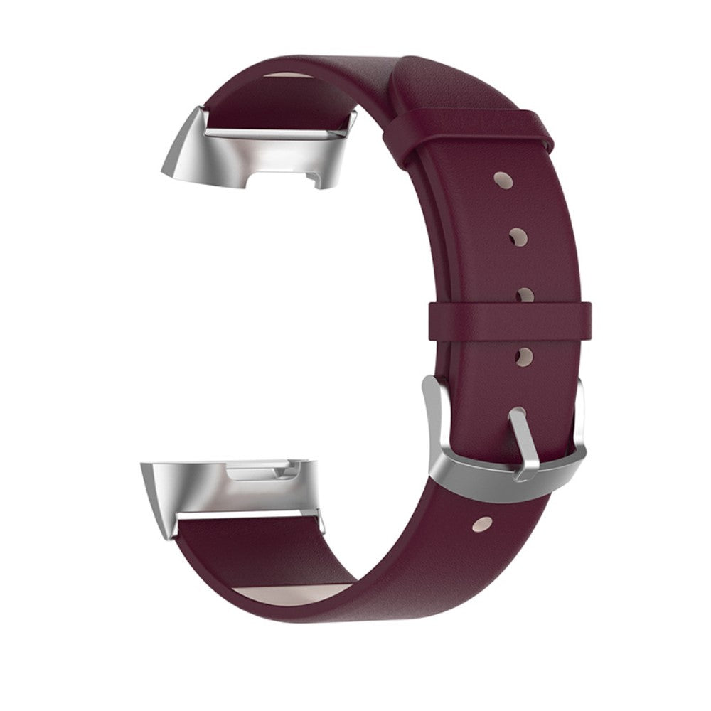 Kønt Fitbit Charge 5 Ægte læder Rem - Rød#serie_2