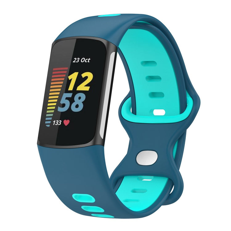 Rigtigt flot Fitbit Charge 5 Silikone Rem - Blå#serie_8