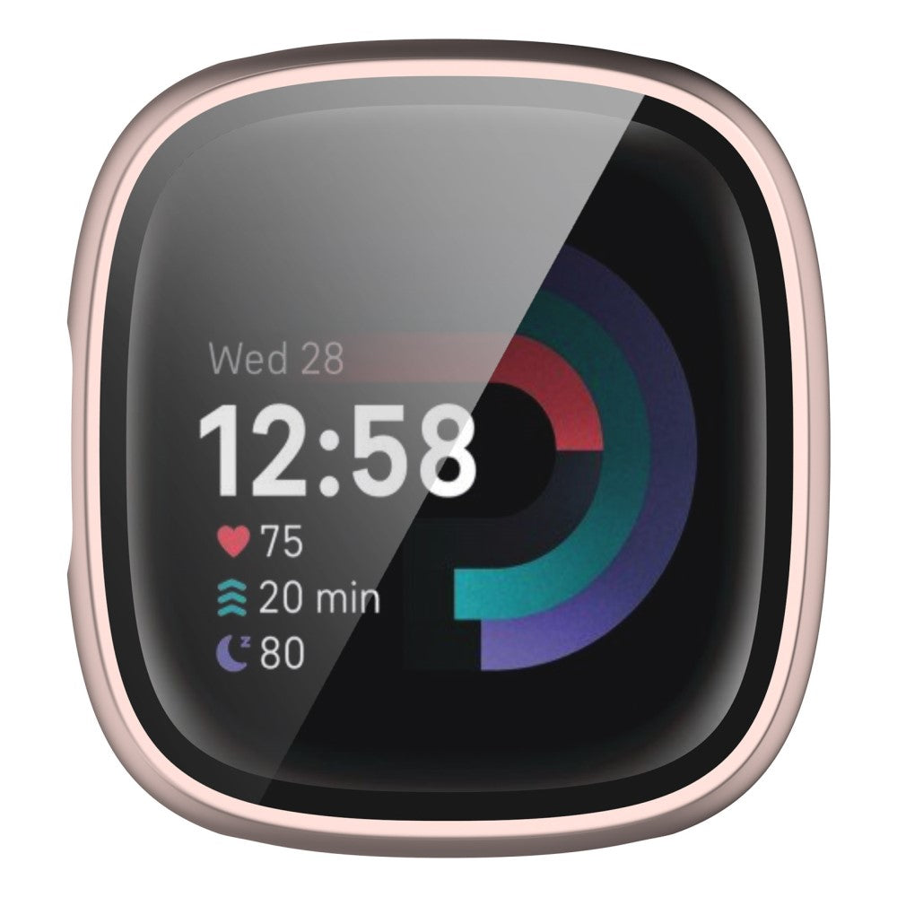 Alle Tiders Fitbit Sense 2 / Fitbit Versa 4 Cover med Skærmbeskytter i Plastik og Hærdet Glas - Pink#serie_5