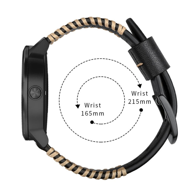 Fed Garmin Vivoactive 3 / Garmin Vivomove HR Ægte læder Rem - Sort#serie_1