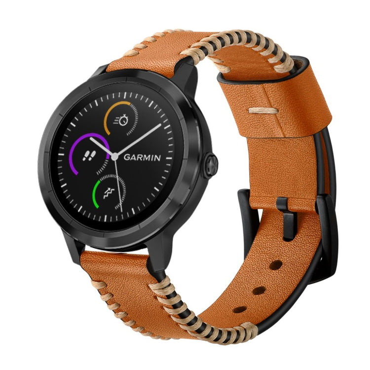 Fed Garmin Vivoactive 3 / Garmin Vivomove HR Ægte læder Rem - Brun#serie_2