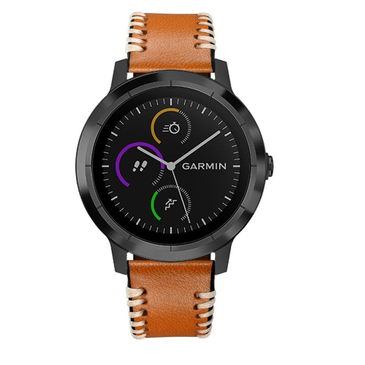 Fed Garmin Vivoactive 3 / Garmin Vivomove HR Ægte læder Rem - Brun#serie_2