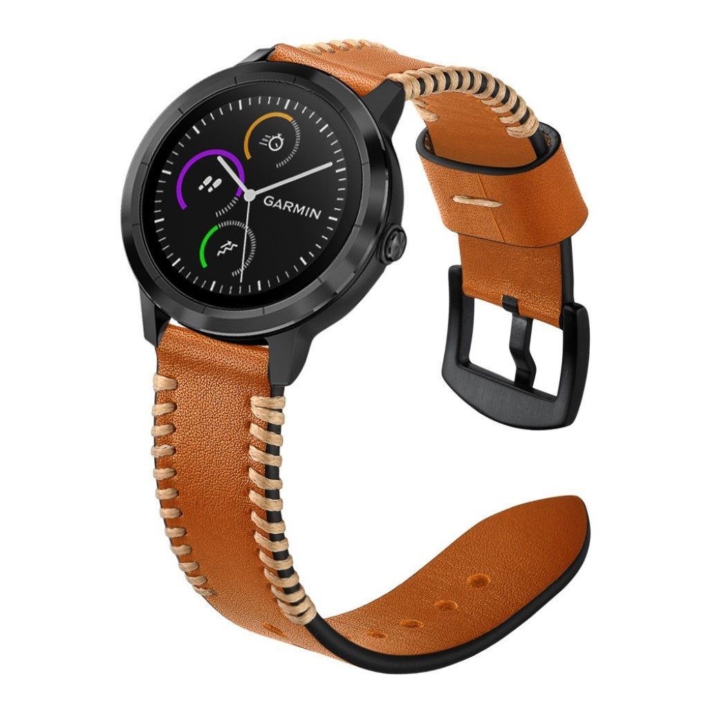 Fed Garmin Vivoactive 3 / Garmin Vivomove HR Ægte læder Rem - Brun#serie_2