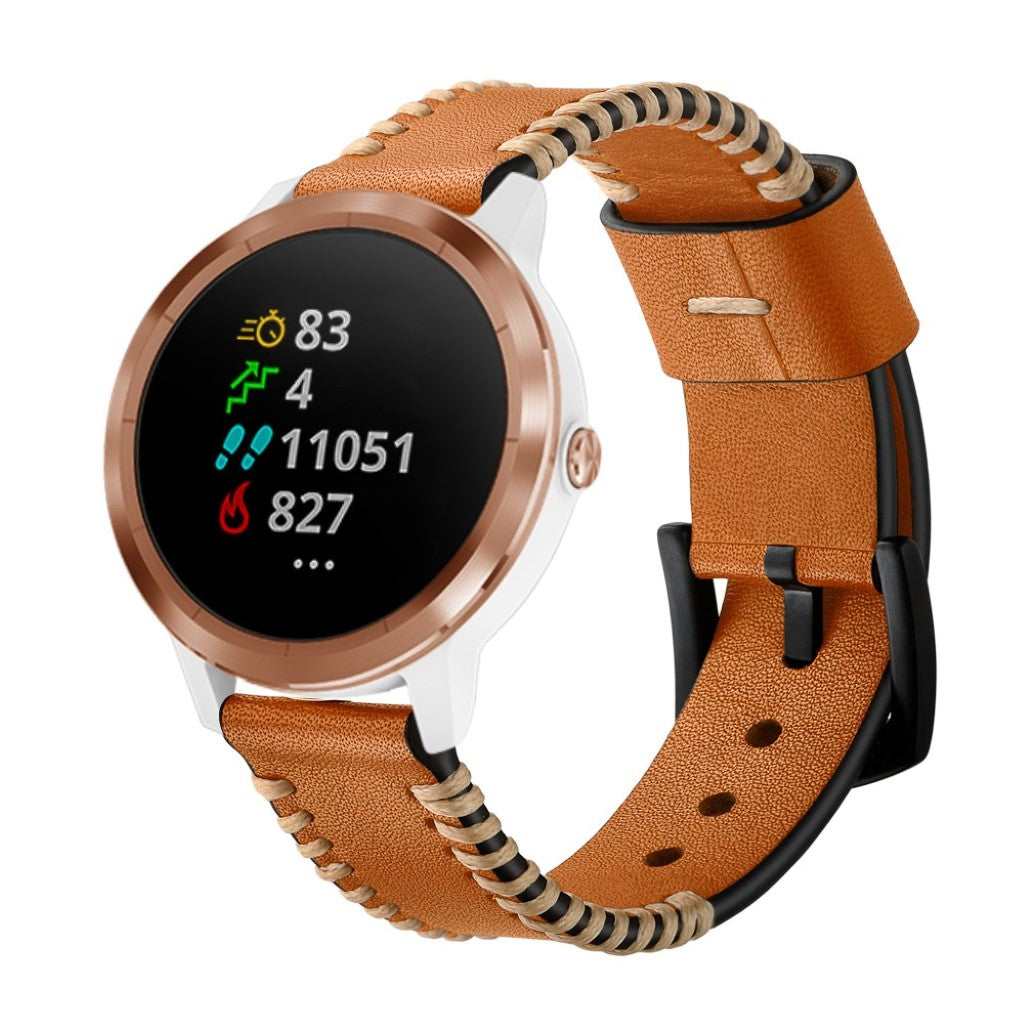 Fed Garmin Vivoactive 3 / Garmin Vivomove HR Ægte læder Rem - Brun#serie_2