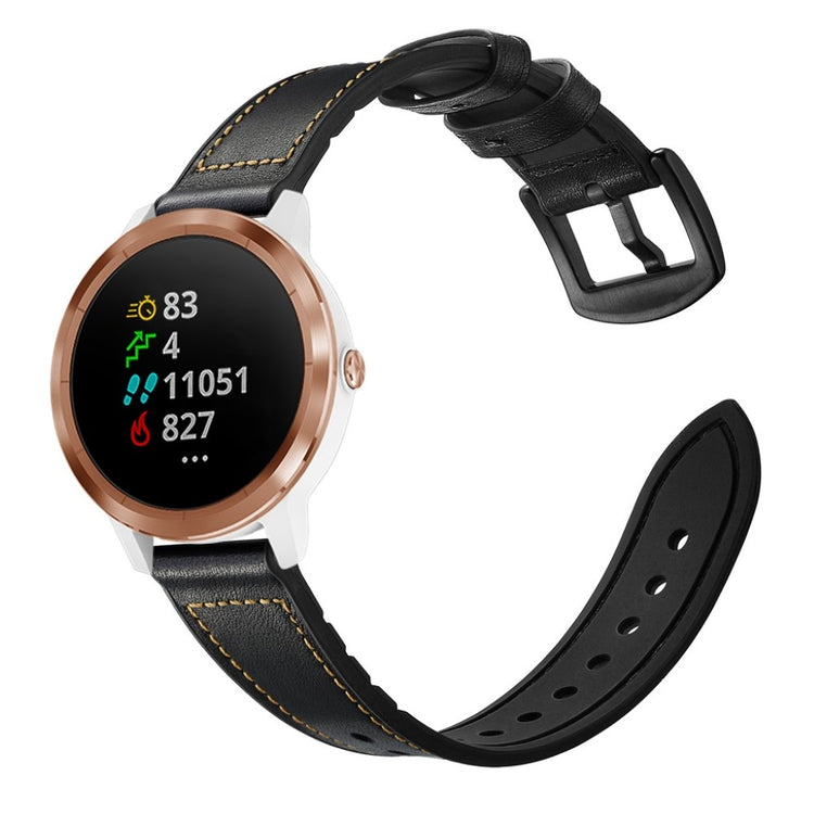 Fed Garmin Vivoactive 3 / Garmin Vivomove HR Ægte læder Rem - Sort#serie_1