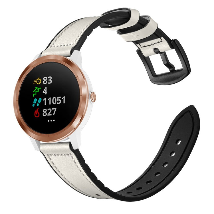 Fed Garmin Vivoactive 3 / Garmin Vivomove HR Ægte læder Rem - Hvid#serie_2