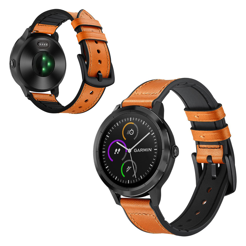 Fed Garmin Vivoactive 3 / Garmin Vivomove HR Ægte læder Rem - Brun#serie_3