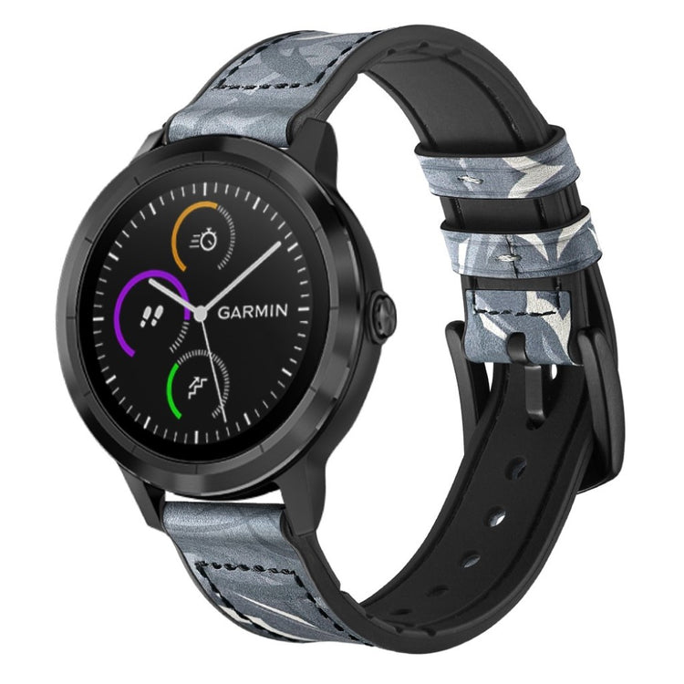 Fed Garmin Vivoactive 3 / Garmin Vivomove HR Ægte læder Rem - Blå#serie_5