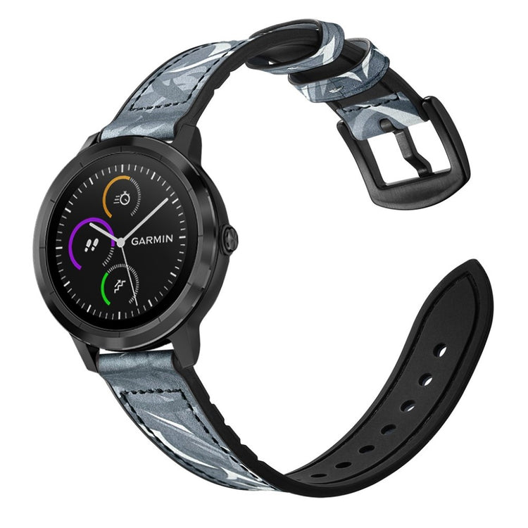 Fed Garmin Vivoactive 3 / Garmin Vivomove HR Ægte læder Rem - Blå#serie_5