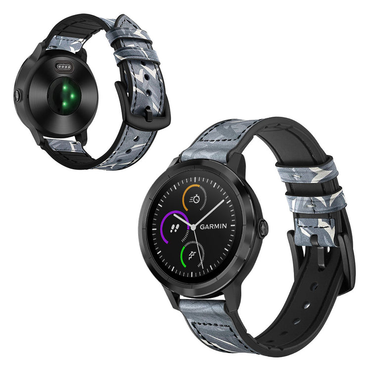 Fed Garmin Vivoactive 3 / Garmin Vivomove HR Ægte læder Rem - Blå#serie_5