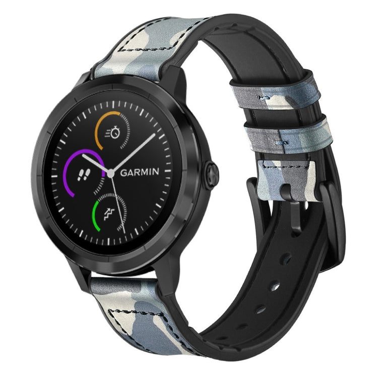 Fed Garmin Vivoactive 3 / Garmin Vivomove HR Ægte læder Rem - Blå#serie_7