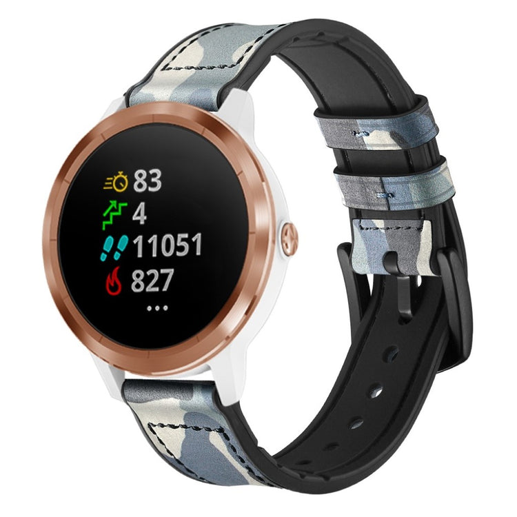 Fed Garmin Vivoactive 3 / Garmin Vivomove HR Ægte læder Rem - Blå#serie_7