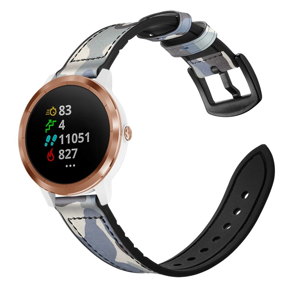 Fed Garmin Vivoactive 3 / Garmin Vivomove HR Ægte læder Rem - Blå#serie_7