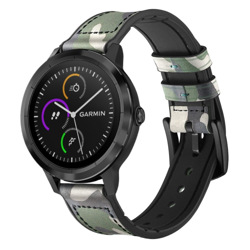 Fed Garmin Vivoactive 3 / Garmin Vivomove HR Ægte læder Rem - Grøn#serie_8