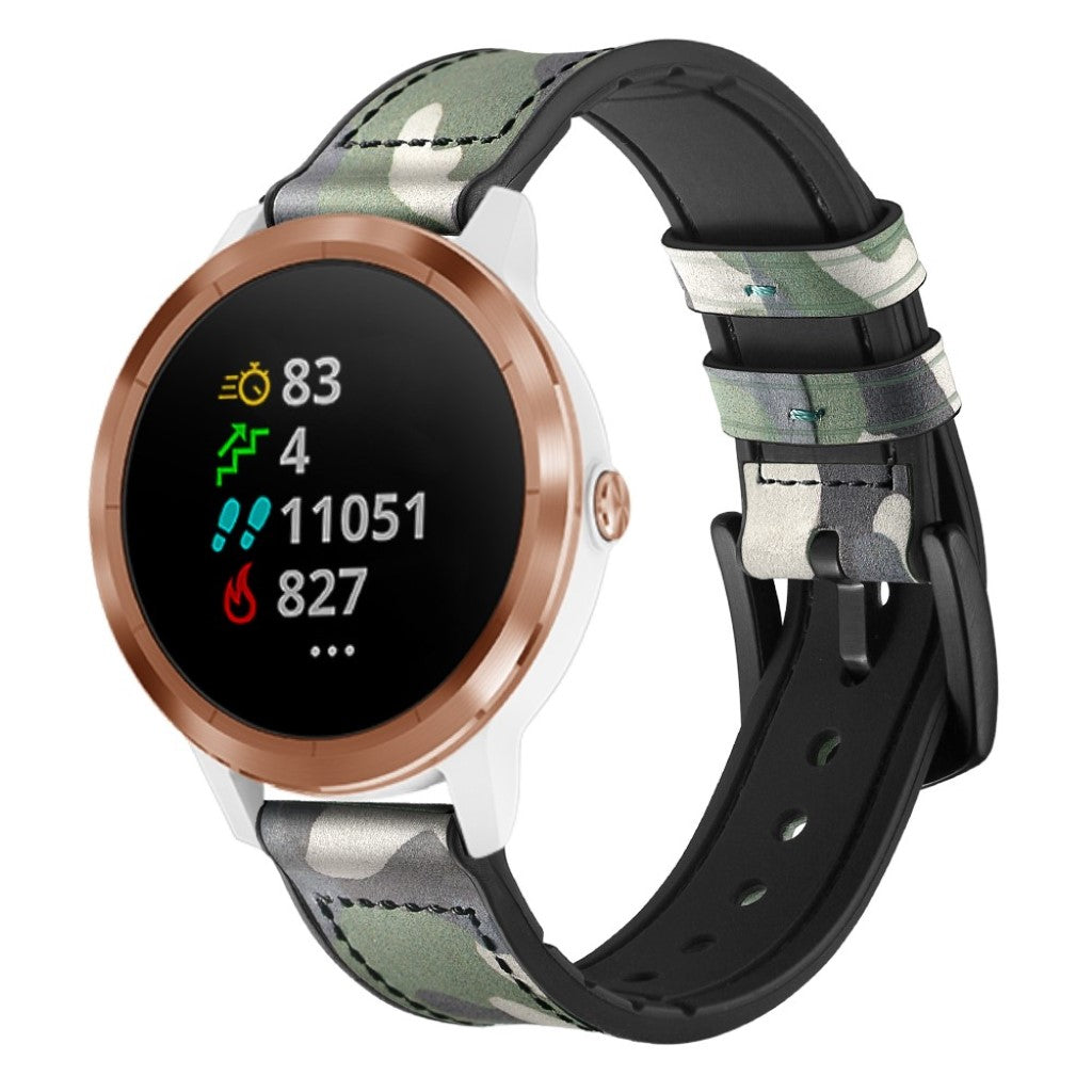 Fed Garmin Vivoactive 3 / Garmin Vivomove HR Ægte læder Rem - Grøn#serie_8