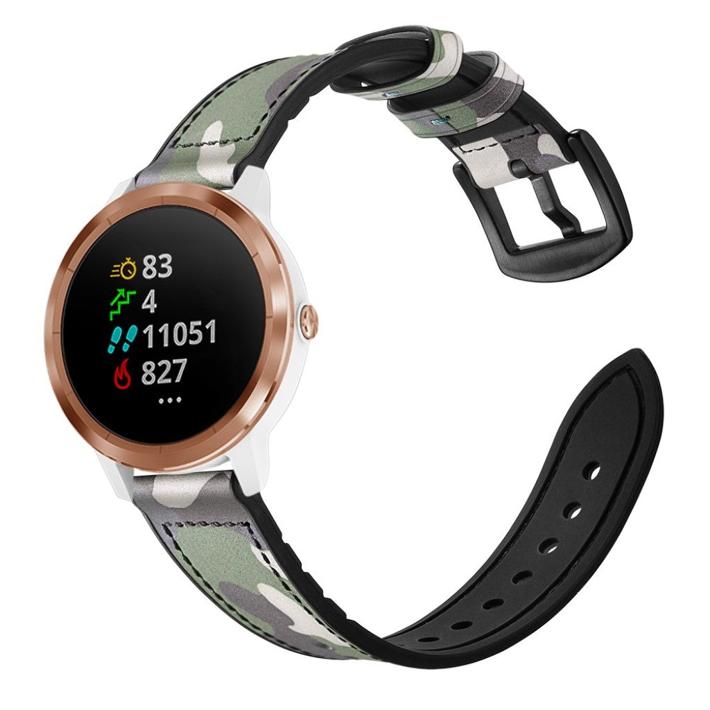 Fed Garmin Vivoactive 3 / Garmin Vivomove HR Ægte læder Rem - Grøn#serie_8