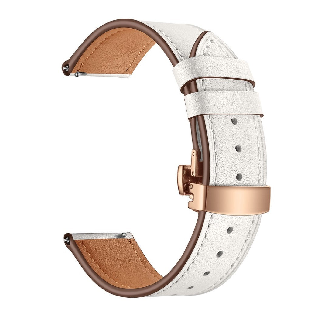 Fed Garmin Vivoactive 3 / Garmin Vivomove HR Ægte læder Rem - Hvid#serie_12
