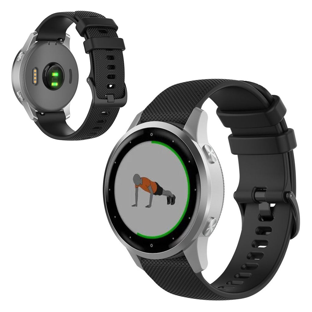 Fed Garmin Vivomove 3S / Garmin Vivoactive 4S Silikone Rem - Sort#serie_1