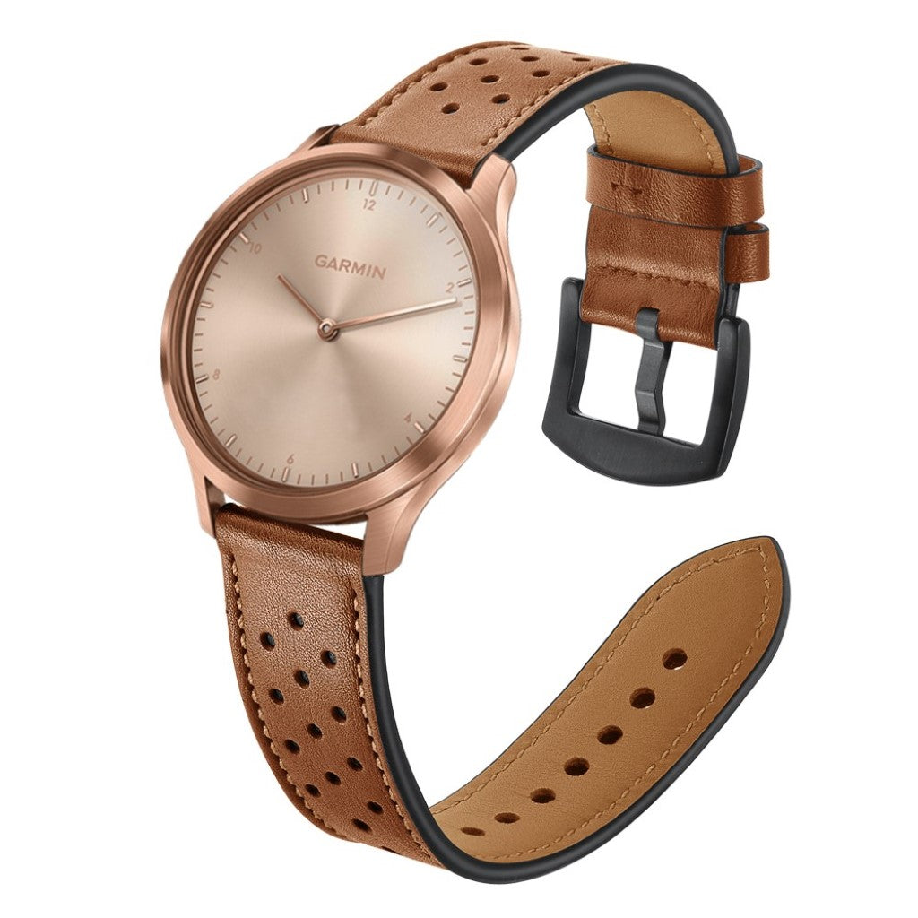 Fed Garmin Vivoactive 3 / Garmin Vivomove HR Ægte læder Rem - Brun#serie_2