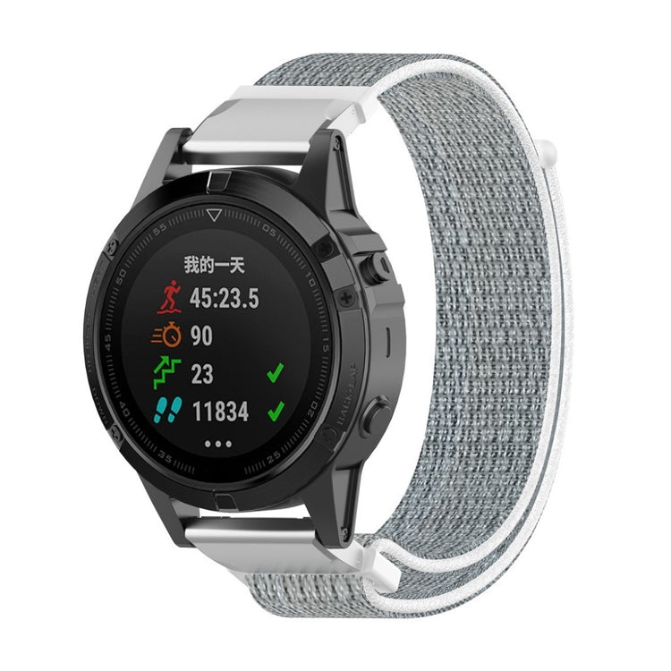 Fremragende Garmin Fenix 6 / Garmin Fenix 5 Nylon Rem - Sølv#serie_1