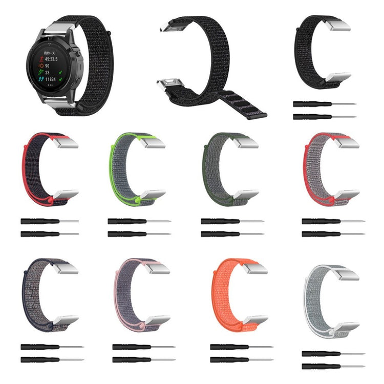 Fremragende Garmin Fenix 6 / Garmin Fenix 5 Nylon Rem - Sølv#serie_1