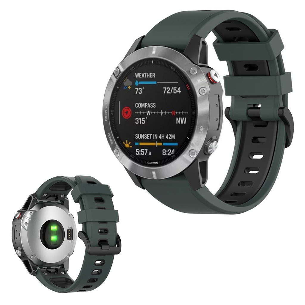 Superflot Garmin Fenix 6 / Garmin Fenix 5 Silikone Rem - Grøn#serie_4