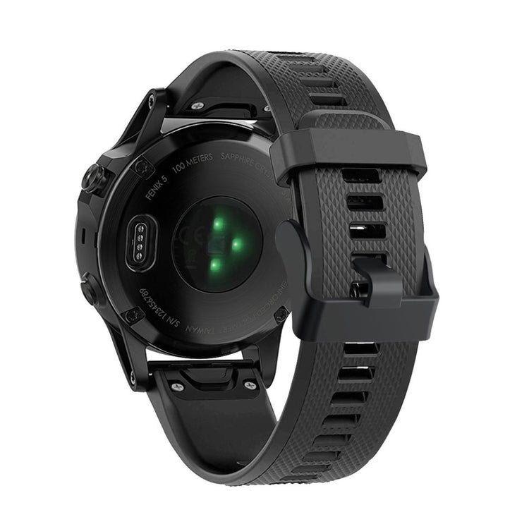 Meget komfortabel Garmin Fenix 5 Silikone Rem - Sort#serie_1