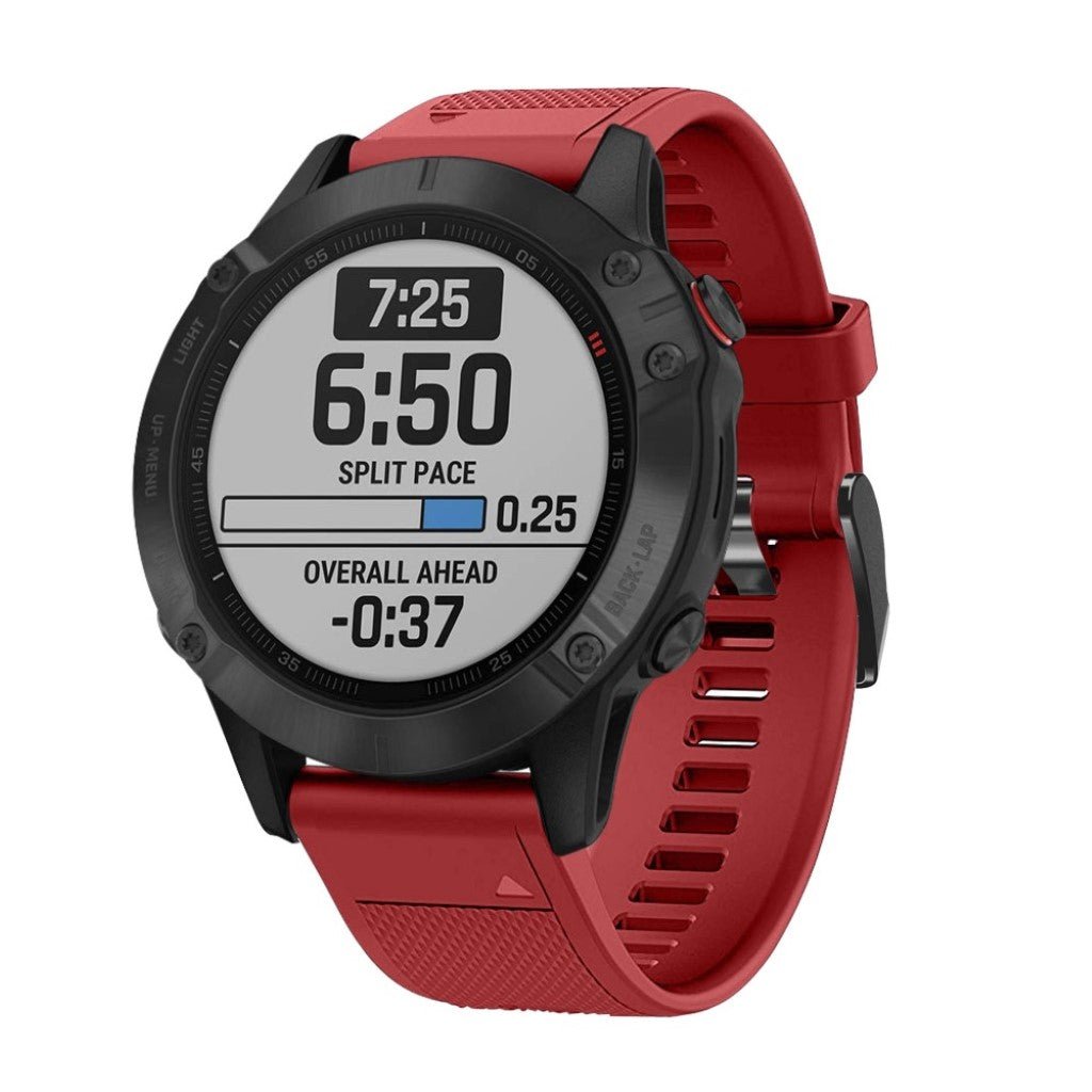 Sejt Garmin Fenix 5 Silikone Rem - Rød#serie_4