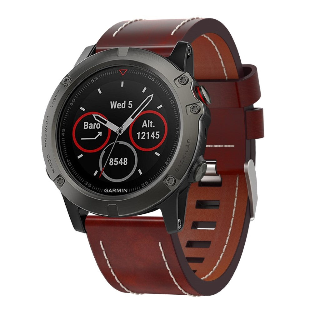 Kønt Garmin Fenix 5X / Garmin Tactix Charlie Kunstlæder Rem - Brun#serie_025