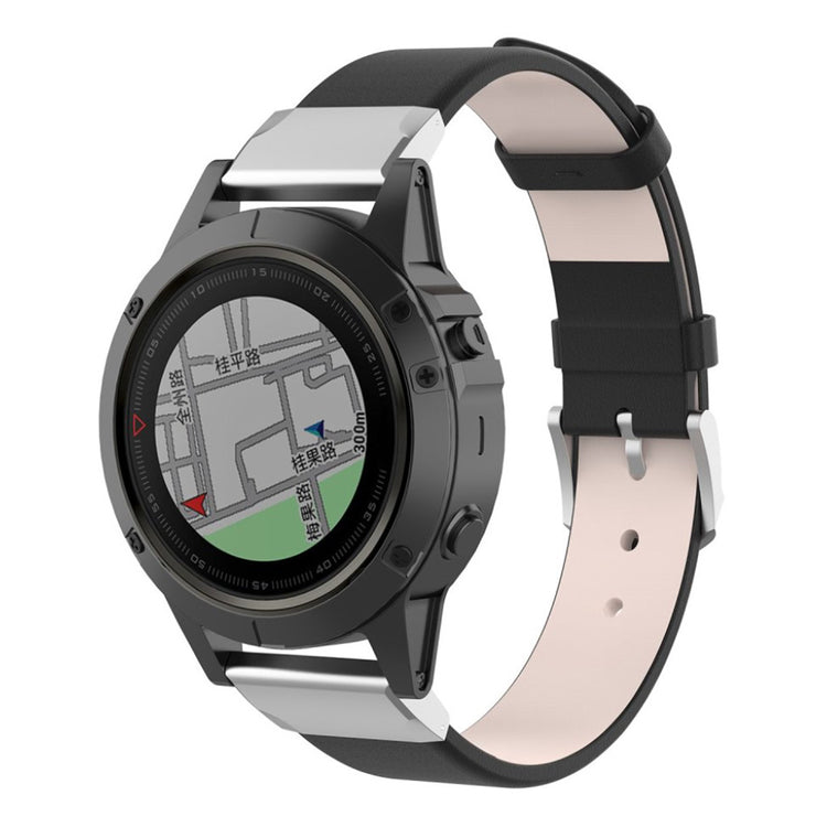 Skøn Garmin Fenix 5X / Garmin Tactix Charlie Kunstlæder Rem - Sort#serie_1