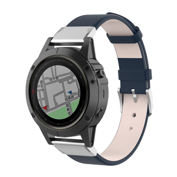 Skøn Garmin Fenix 5X / Garmin Tactix Charlie Kunstlæder Rem - Blå#serie_4